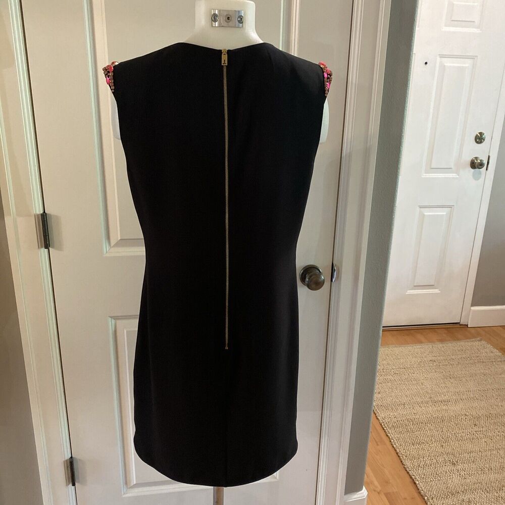 Ted Baker London Black Pink Rhinestones Zipper Back Sleeveless Shift Dress - 3 - Picture 8 of 16